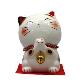 Golden Bell Wish Cat Money Bank, Total Length: 4.3 inches (11 cm), Made in Japan