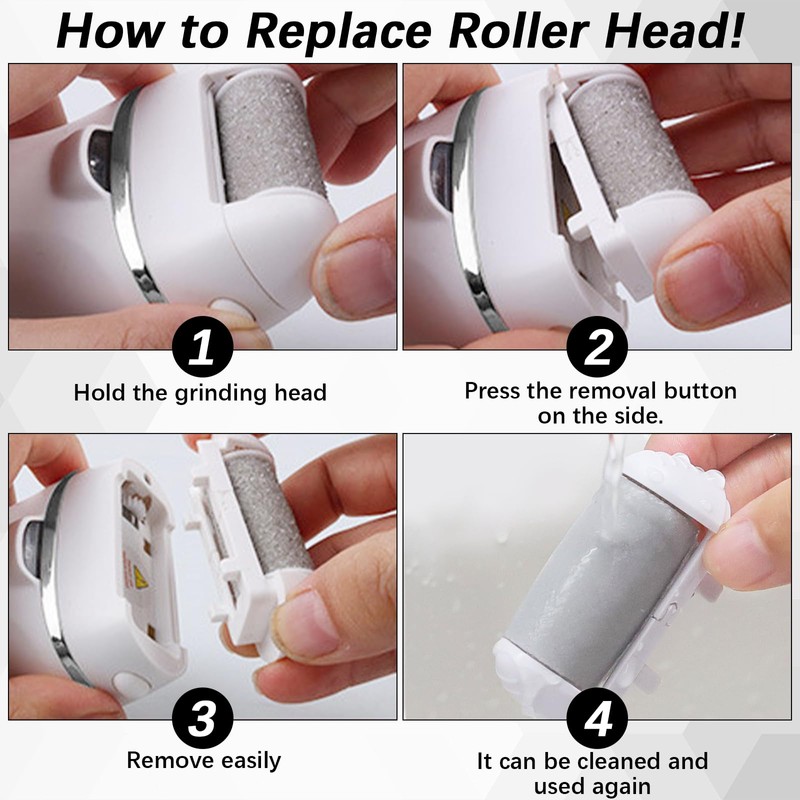 Foot File Replacement Roller Heads Compatible with Scholl/Pedi, Refill Heads