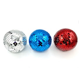 Red Blue Silver Mosiac Disco ball set, 3 balls, patriotic american decor