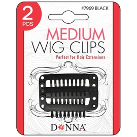 DONNA 2pcs Wig Clips, Black Color, Clip-In, Modern Style, Human Hair, Wig Clips for Hair Extensions
