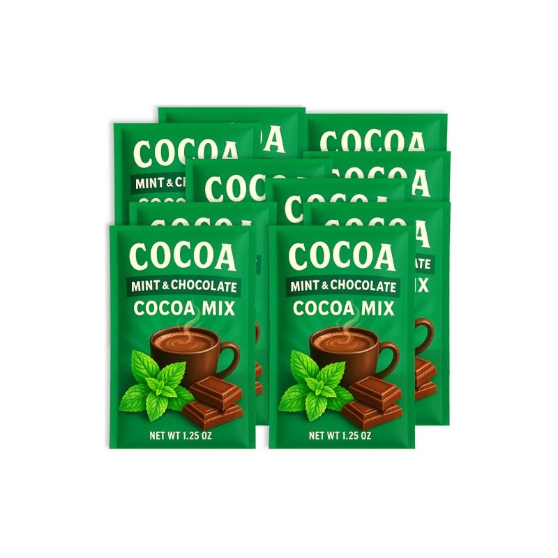 Mint Cocoa Mix Hot Chocolate 10 Packets - Nonfat Milk,