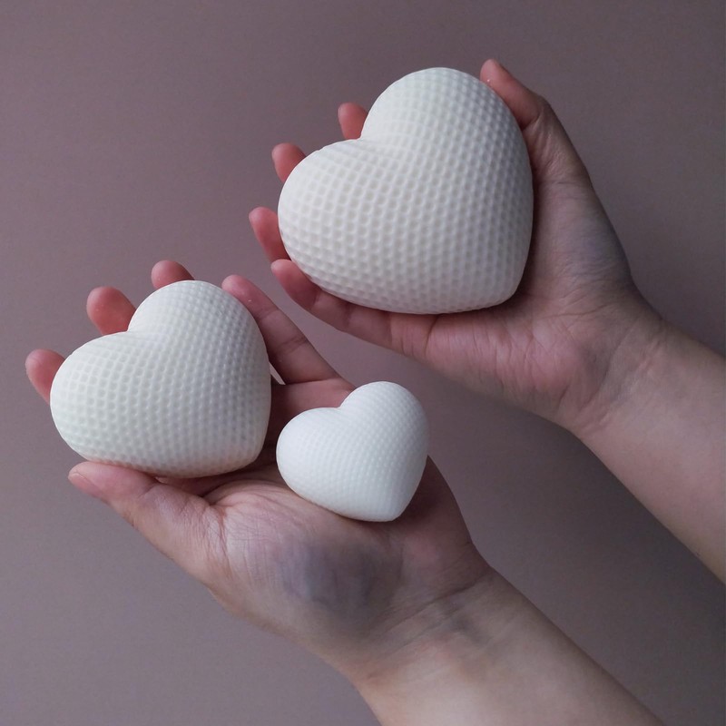 3PCS Woven Mesh Heart Candle Soap Silicone Mold, Heart Shape