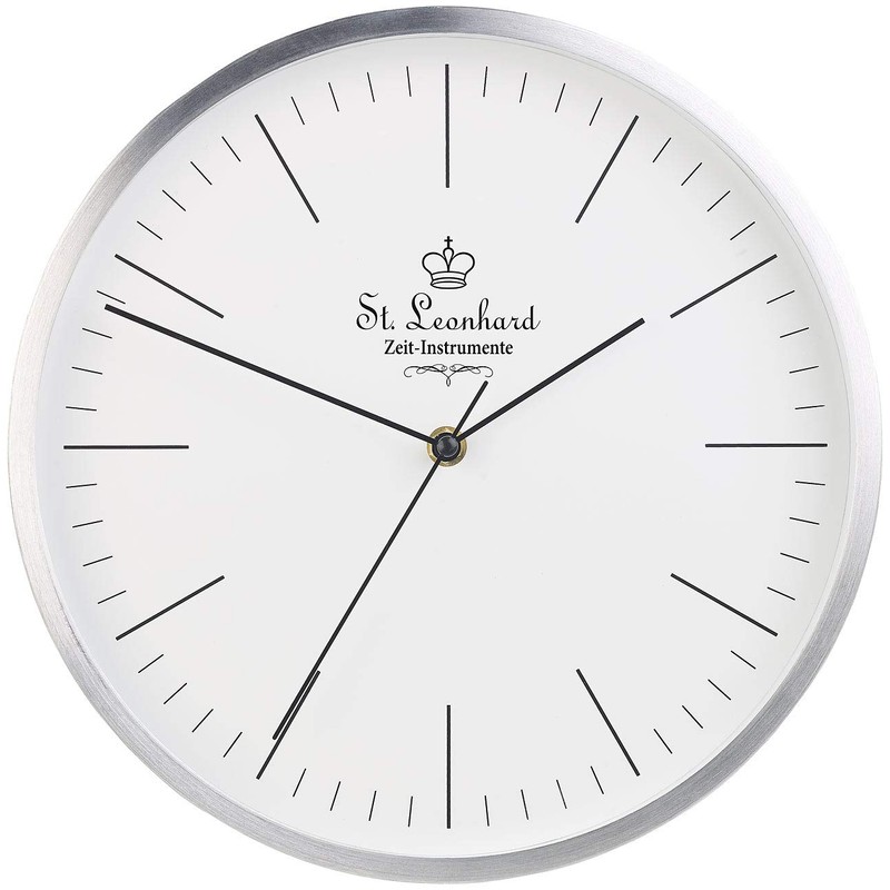 St. Leonhard Kitchen Clock Radio Silent: Modern Aluminium Radio Wall