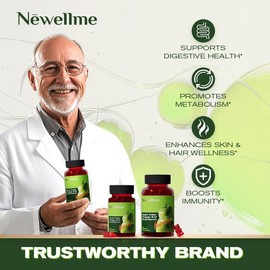 Newellme Apple Cider Vinegar Gummies - Organic Gummies for Digestion, Detoxification & Cleansing with Vitamin B12 - Specification: 1 bottle of 30 granules