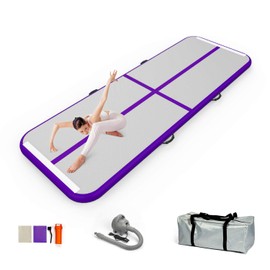 EZ GLAM Air Mat Track Inflatable Gymnastics Tumbling Mat with Electric Air Pump for Cheerleading/Practice Gymnastics/Beach/Park/Home use (10ftx3.3ftx4in(3x1x0.1m), purple)