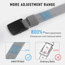 Monopa Nylon Boys Baseball Belt - Kids Golf Belt with Metal Buckle for Softball Pants School Uniform Jeans (Black Buckle-Gray, 90cm)