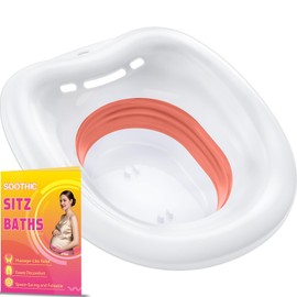 Soothic Sitz Bath for Toilet Seat Postpartum Care and Hemorrhoids - Yoni Steam Seat - Foldable Bidet BPA Free - Portable Basin for Epsom Salt Soak - Rose Pink