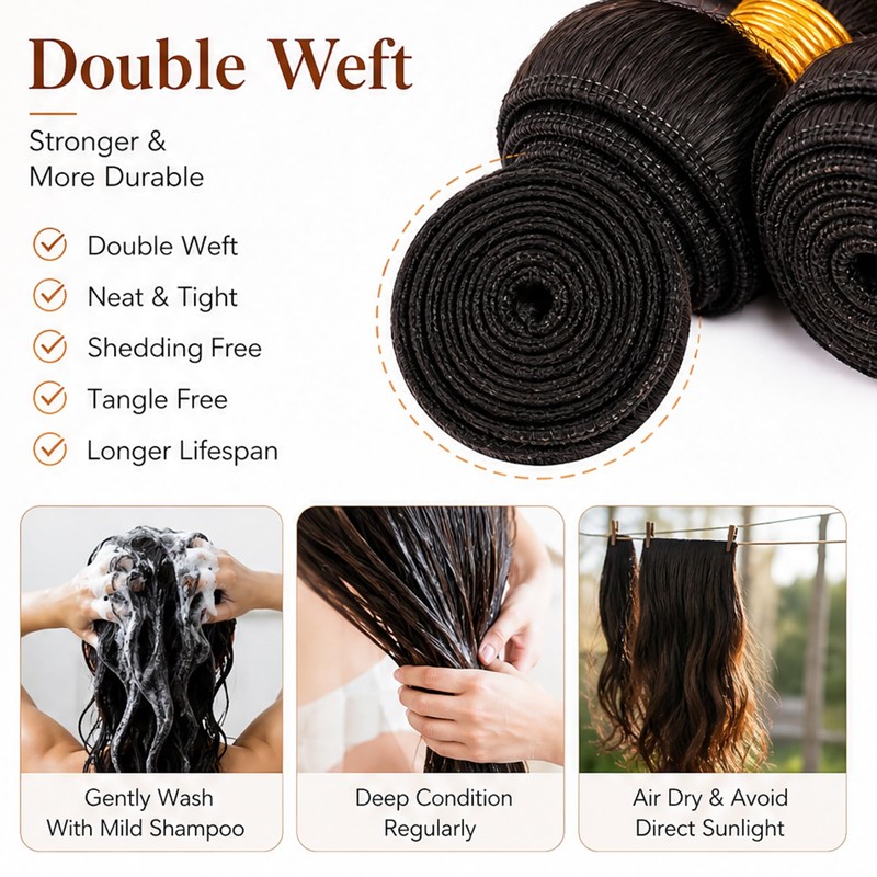 T1B/30 Ombre Light‑Brown Body‑Wave 3‑Piece Hair Bundles, 18‑20‑22 Inches