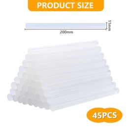 Pack of 45 mini glue sticks, 11 mm x 200 mm glue stick, hot glue for hot glue gun, hot glue sticks, hot glue sticks, for DIY, repairing, decorating