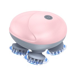 Brifit Electric Head Massager, Wireless Cat Massager with 4 Massage Heads, Scalp Massager, IPX7 Waterproof, Handy Head Massager, for Full Body Massage, Dog Body, Pink