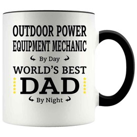 Funny Father's Day Gift For OUTDOOR POWER EQUIPMENT MECHANIC Dad 11oz Accent Mug, OUTDOOR POWER EQUIPMENT MECHANIC By Day, Dad By Night