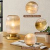 Glass Table Lamps Mid Century Modern Globe, Dimmable Amber Glass