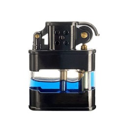 Encendedor clásico de latón transparente a prueba de viento para hombres, con colorantes líquidos más ligeros azules (negro)
