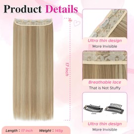 MY-LADY Clip In Hair Extensions One Piece 26 Inch Long Invisible Straight Hair Extensions 5Clip Ins Natural Thick Clip On Hair Pieces for Women,Ash Blonde & Bleach Blonde