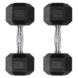 Hex Dumbbells - Heavy Duty PVC Coated Weights, Chrome-Plated Knurled Handles - Workout, Exercise, Lifting, Body Building Home Gym Training Gear - 3 Lb to 50Lb Options - Sold in Pairs