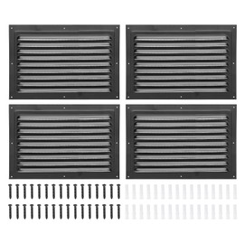 PATIKIL 8"x12" Aluminum Gable Vent, 4Pcs Exterior Wall Outlet Vent Square Soffit Vents HVAC Louver Air Grille with Built-in Screen for House Attic Garage Ceiling, Black