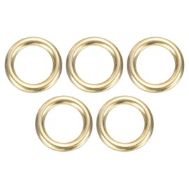 sourcing map 5Pcs H59 Brass O Ring, 0.79" OD. 0.55" Thickness Brass Seamless Welded Circle Loop Round Ring Buckles for Luggage Webbing Craft DIY Decoration Accessories, Gold Tone