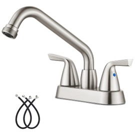 Aolemi Laundry Sink Faucet 4 Inch Centerset, Utility Sink Faucets with Swivel Spout and 3/4" NPT Threaded End, 2-Handle Faucet for Laundry or Utility Room, Brushed Nickel