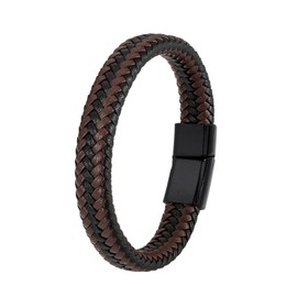 GUSXPPD Braided Men's Bracelet, 19/21/23 cm, Men's Leather Bracelet, Braided Leather Cuff Bracelet with Magnetic Closure, Bracelet for Men, Husband, Boyfriend, Leather, No Gemstone