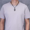 COAI Unisex Necklace with Nine-Tailed Fox Pendant, Nylon Silver Obsidian