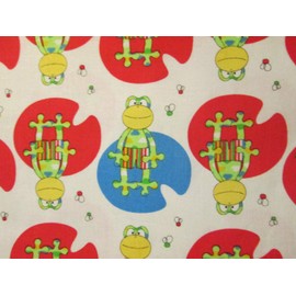 Fat Quarter (18 x 22) Frogs Finnegan The Frog Flies Red Blue Cotton Fabric FQ OOP