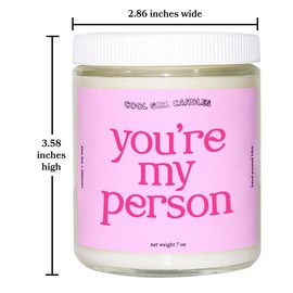 Cool Girl Candles | You're My Person Cucumber + Grapefruit Scented Candle Preppy Pink Decor Aesthetic Room Decor Pastel Danish Y2K Sister Gift Tiktok Trending Viral Best Friend BFF Bestie for her