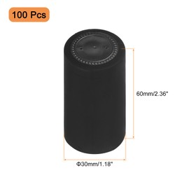 sourcing map 100 Pieces PVC Wine Bottle Shrink Capsules, Heat Shrink Caps for Wine Cellar and Kitchen, Black/Black, 30 x 60 mm