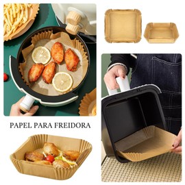 YOGONEV Papel para Freidora de Aire, 100 Piezas Papel Encerado para Freidora de Aire, 6.3in Forro de Papel para Air Fryer de Grado Alimenticio,Sartén, Horno, Microondas y Más