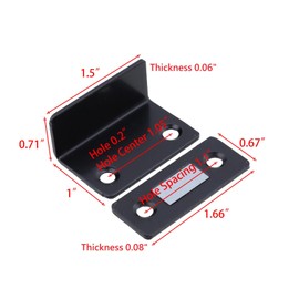 1-1/2" Cabinet Magnetic Catch 4Pcs Black, 0.08 inch Thin L-Shaped Door Magnet with Adhesive & Screws, Magnetic Closures for Tatami, Kitchen Cabinets Doors, Wardrobe