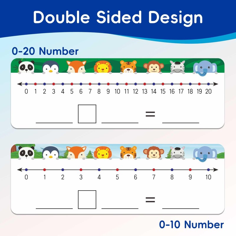 Jauisus 30 Pcs Number Line Dry Erase Whiteboard Card, 4”x12”