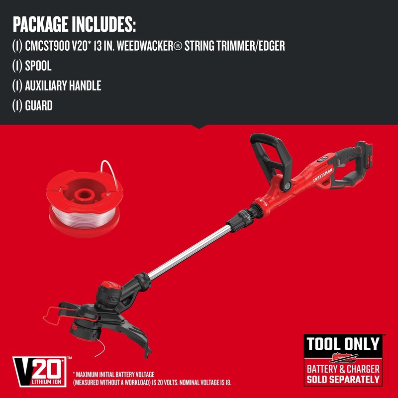 CRAFTSMAN V20 WEEDWACKER Cordless String Trimmer Edger with Automatic Feed,