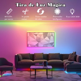 Luces LED Inteligentes Bluetooth de 5m,Tira LED RGB Multicolor Controlable por App y Mando, Sincronización de Luz LED con la Música, Regula Múltiples Efectos de Luz y Modos (5M/16.4 FT (USB))