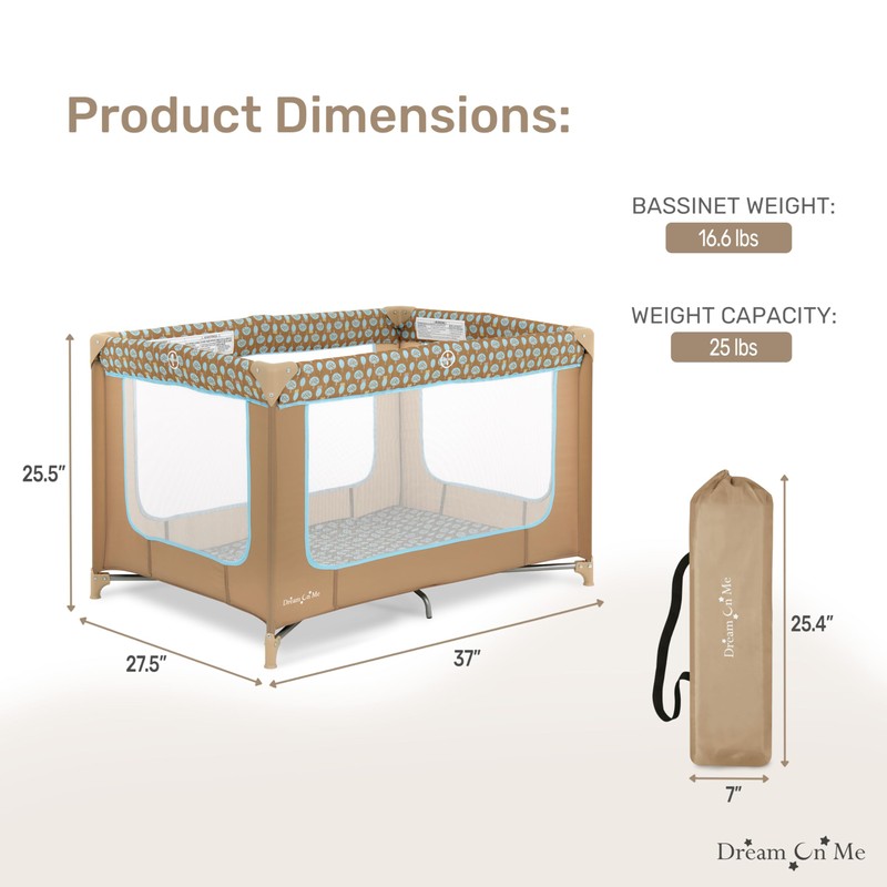 Dream On Me Zodiak Portable Playard in Coffee and Blue,