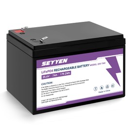 seyyen 24V 7Ah LiFePO4 Battery, Rechargeable Lithium Iron Phosphate Battery, 2000+ Cycles,10-Year Lifetime,Suitable for Fish Finder,Ride on Toys,Small Solar,Camping,HAM Radio,Power Wheels