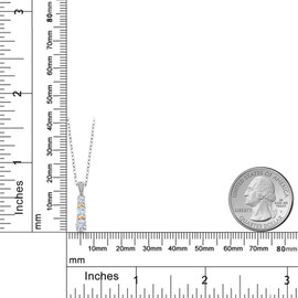 Gem Stone King 925 Silver and 10K Yellow Gold Round White Moissanite and Sky Blue Aquamarine Pendant Necklace For Women (0.50 Cttw, Gemstone, with 18 Inch Chain)