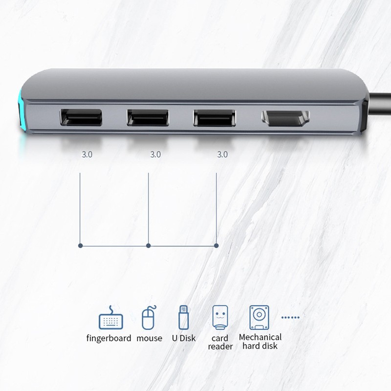 6 In-1 Multifunctional HD Docking Station Type C to HDMI