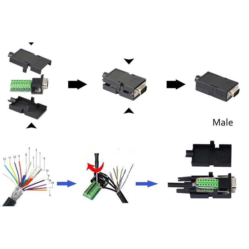 SinLoon - Adaptador VGA DB15 3+9 D-Sub VGA de 3
