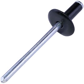 AERZETIX - C57090 - Set of 50 standard blind rivets Ø4x10 mm with flat flange 12 mm wide - made of steel/aluminium - pop rivet - colour black RAL 9005