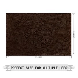 BOANKODU Bathroom Rugs Mat 20" x 31", Ultra Soft Absorbent Bath mat, Quick Dry Machine Washable Chenille Bath Rug, Non Slip Bath Mat for Bathroom Floor, Home Decor Accessories, Coffee