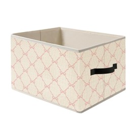 FITIE Coquette Pink Bow Ribbon Storage Bin Box with Handles, Preppy Girly Bow Aesthetic Foldable Organizer Basket Toybox for Girls Room Dorm Bedroom Bathroom Clothes Toys Books