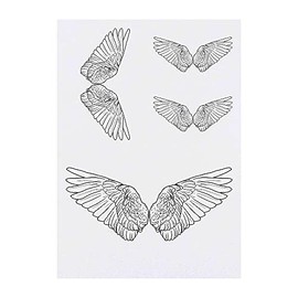 4 x 'Angel Wings' Temporary Tattoos - Water Resistant, Skin-Safe, Non-Toxic Transfers, Mixed Sizes (TO00041533)