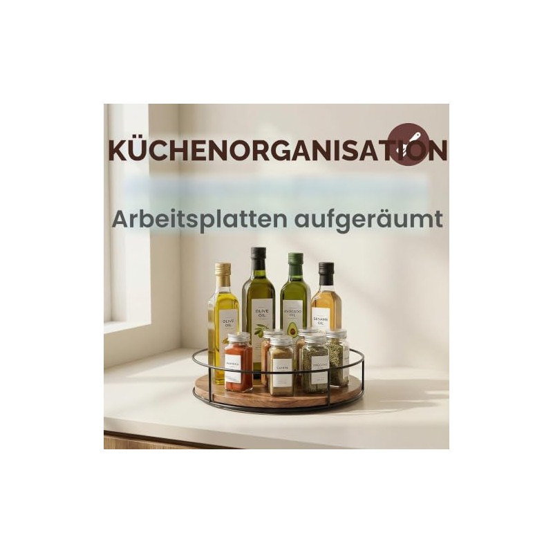 Spice Rack Rotatable, 23 cm Lazy Susan Turntable Organiser, Spice