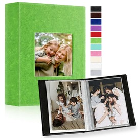 Ywlake Photo Album 4x6 50 Pockets 2 Packs, Small Mini Capacity Leather Photo Albums, Each Pack Holds 50 Top Loader Vertical Only Pictures Green