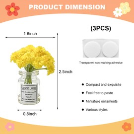 NYTKL 3PCS Flower Car Dashboard Decoration, Cute Funny Hydrangea Vase Rear View Mirror Ornament, Mini Faux Baby's Breath Daisy Flower Charm Dashboard Decor for Women Girls (Baby's Breath)