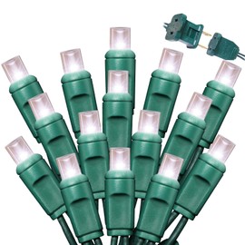 LAMPHOME 50LED String Lights,LED Christmas Lights,6" SPACING,Green Wire,White Colour,Commercial Grade