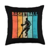 Retro Vintage Basketball Player Dribbling Ball Slam Dunk Throw Pillow