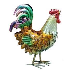 Metal Rooster Decor, Metal Animal Yard Art Lawn Ornament Figures Artwork for Outdoor, Patio, Backyard and Home Kitchen Decoration (Golden)