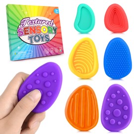 6 Pcs Fidget Toys Sensory Stone, Fidget Toys for Kids Adults, Worry Stone Fidget, Sensory Toys for Autism, Fidget Stress Toys for Anxiety Relief, Social Emotional Feelings Toys for Special Needs(A)