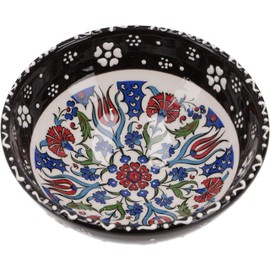 GURU SHOP Oriental Ceramic Bowl, Decorative Bowl, Hand-Painted Diameter 12 cm, Model 32, Black, Pack of 1
