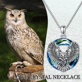 SIMONLY - Collar de vidrio de animales de plata de ley 925 con colgante de búho/camaleón/zorro/ardilla, joyería de cumpleaños, Navidad, regalos de graduación para mujeres, hijas, amigas, Plata esterlina, No